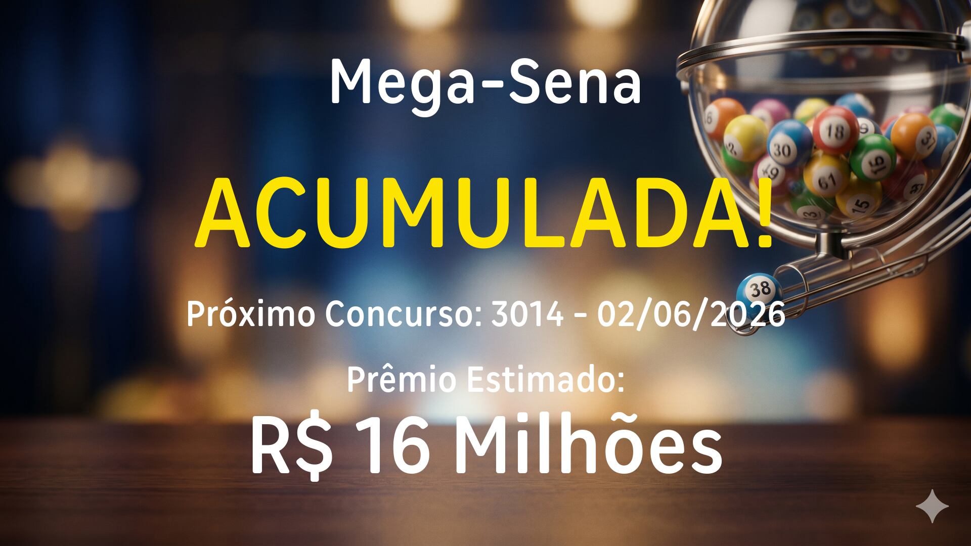 Mega-Sena: sorteia prêmio acumulado em R$ 16 milhões nesta terça-feira (2)