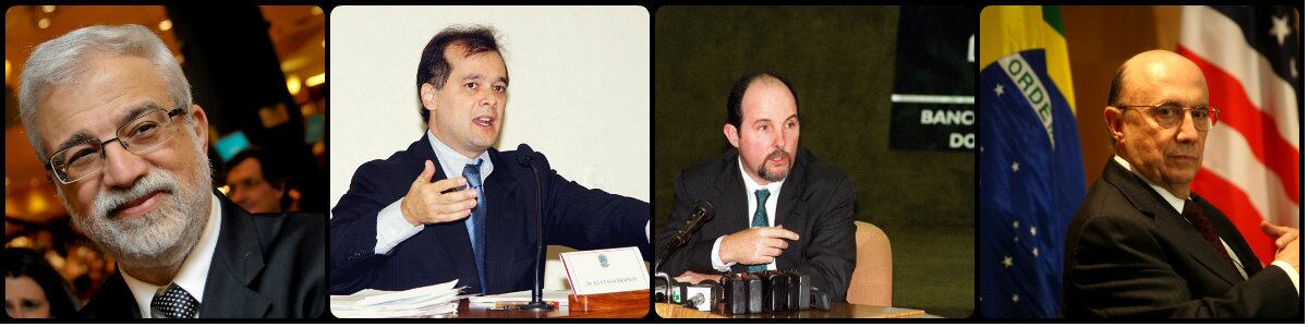 No BC, a “dança das cadeiras” foi mais agitada
que no ministério da Fazenda.  Por lá passaram quatro presidentes: Gustavo
Loyola (novamente), Gustavo Henrique de Barroso Franco, Arminio Fraga Neto e,
Henrique de Campos Meirelles 