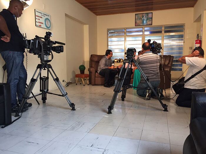 Registro dos bastidores da entrevista