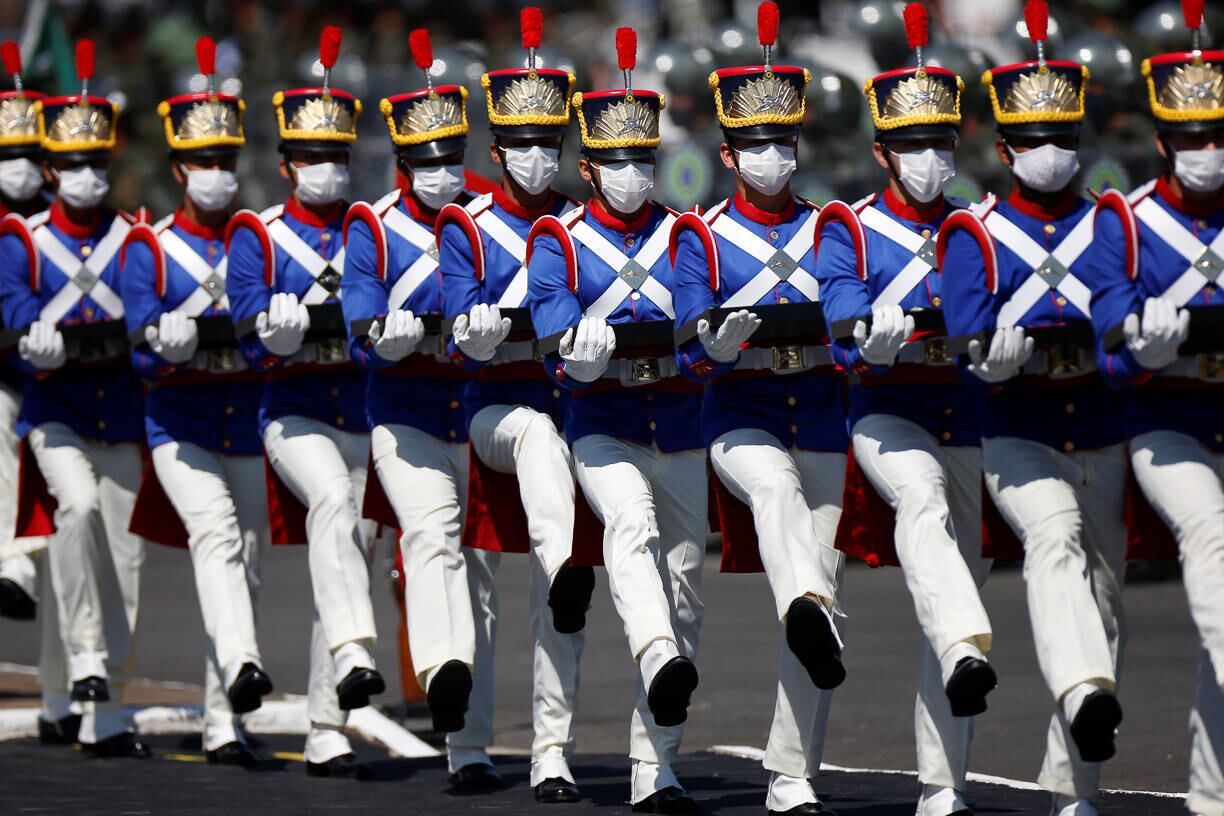 Brazilian Army soldiers participate in a parade during a Soldier's Day ceremony, in Brasilia, Brazil August 25, 2021. REUTERS/Adriano Machado