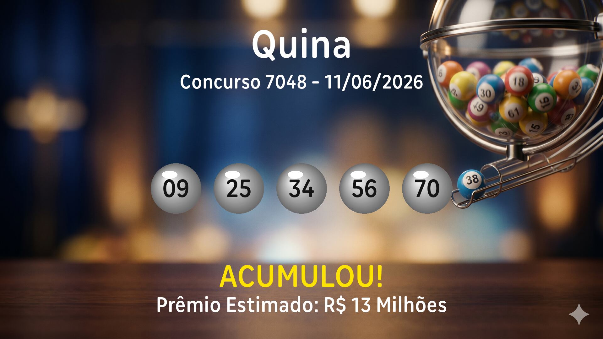 Quina: veja os números sorteados no concurso 7048