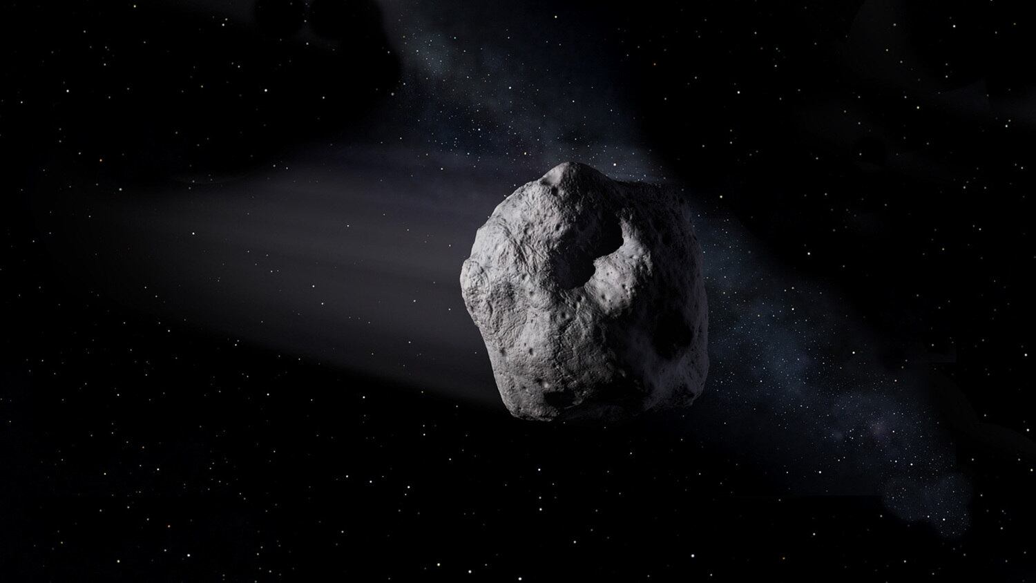 Asteroide próximo à Terra, como o 2020 SW, viajando pelo espaço