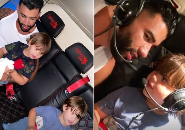Cantor faz passeio de helicóptero com os filhos