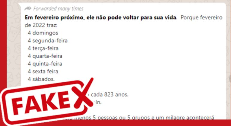 É falso que fevereiro desse ano será mês incomum, com fenômeno que se repete a cada 823 anos