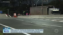 Pista da Marginal Tietê apresenta desnível após conserto de cratera em São Paulo