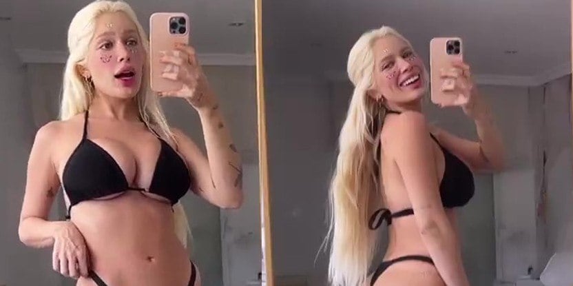 Karoline Lima posou de biquíni 15 dias após o parto da filha com Éder Militão