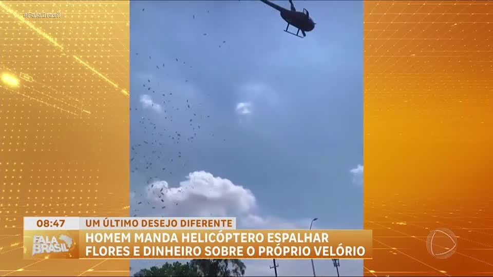 Homem manda helicóptero espalhar flores e dinheiro no próprio velório em Detroit