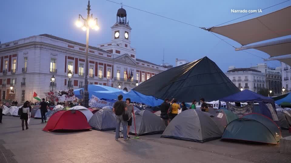 Manifestantes em Madri