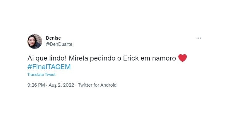 Assim como o início do namoro entre os melhores amigos Mirela e Erick