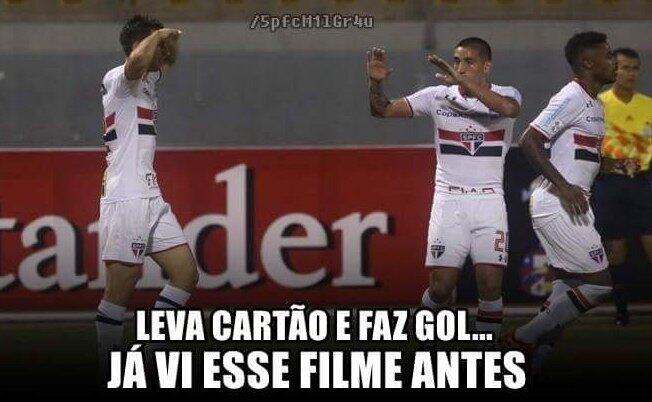 O atacante Calleri entrou em campo aos 12 minutos do segundo tempoe fez sua estreia com a camisa tricolor. E logo movimento o jogo. Com 19 minutos o argentino levou cartão amarelo (por pouco não foi expulso) e aos 20 empatou para o São Paulo