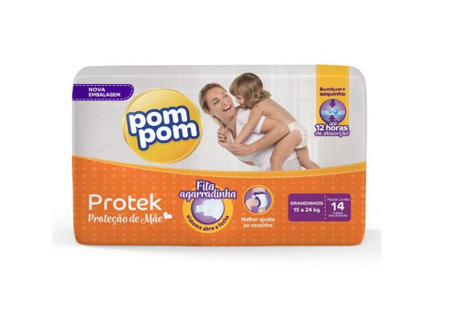 Fralda Protek
Proteção elástica e abas frontais funcionam para o melhor ajuste na cinturinha do bebê.

Comprar agora na Amazon
