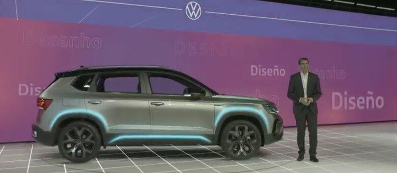 Corte lateral do Taos levemente ascendente e com fortes vincos laterais como no Nivus e T-Cross