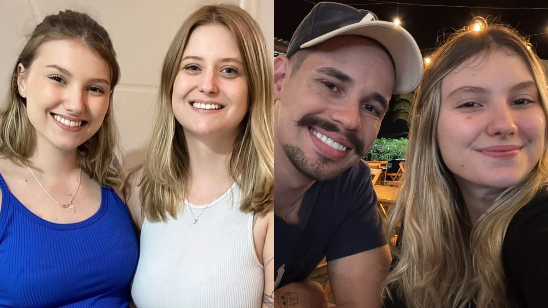 Isabel Veloso com a irmã, Priscilla Kiekow, e Lucas Borbas com Isabel Veloso