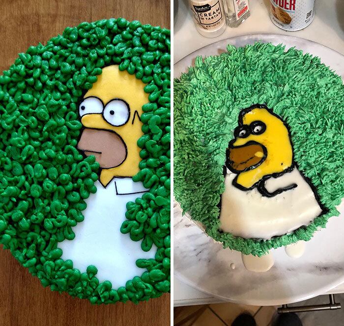 Experiências com bolos decorados costumam resultar em tragédias, esse Homer Simpson que o diga