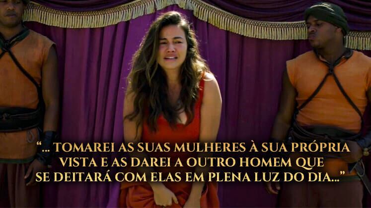 O príncipe ainda foi responsável pelo ato cruel de violentar as concubinas do pai dentro de uma tenda exposta em frente ao palácio de Jerusalém. Davi pecou em segredo, mas a repreensão de Deus foi diante de todo Israel, assim como Natan havia dito 