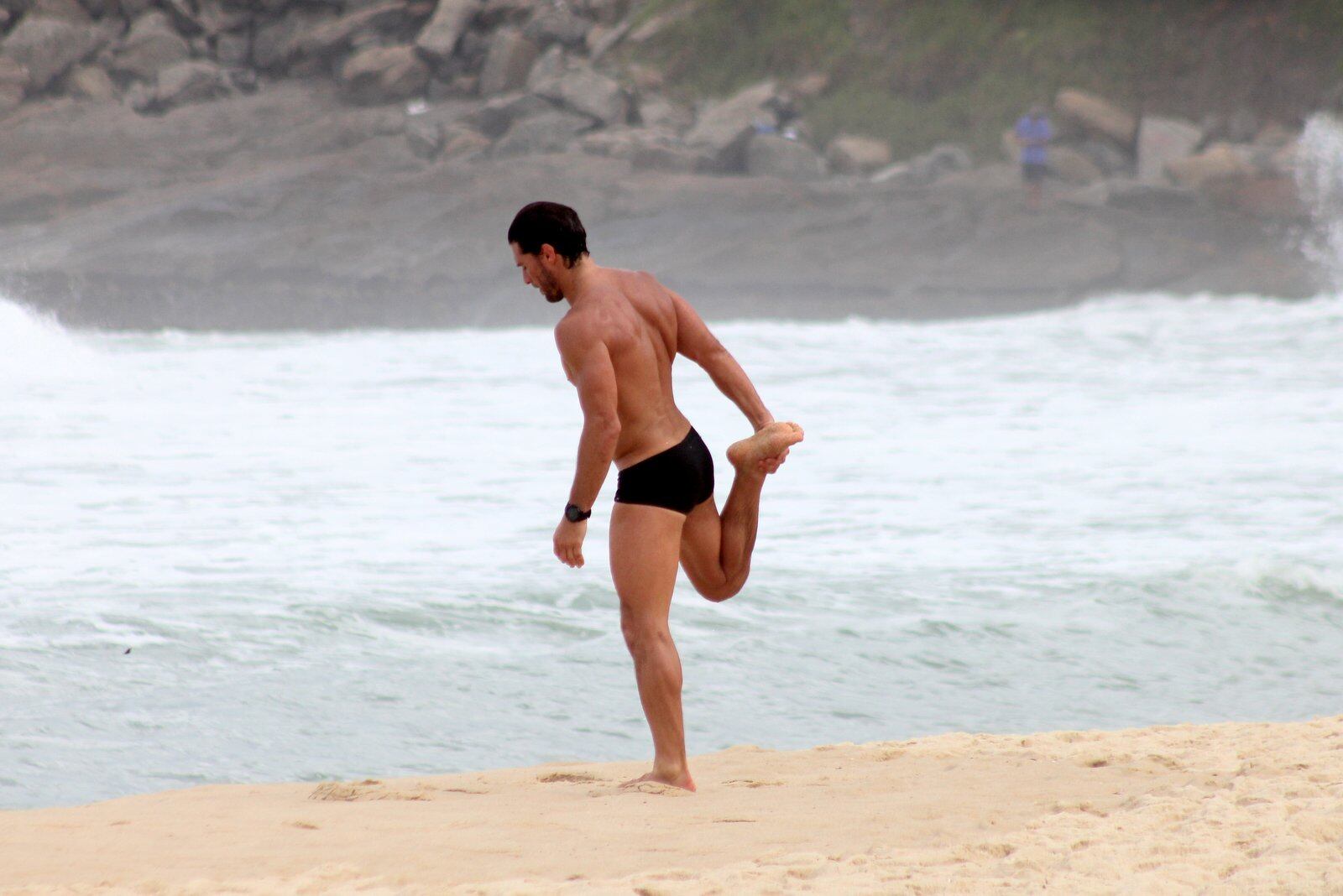 Flávio Canto se exercita na orla da praia da zona Sul do Rio, Rio de Janeiro