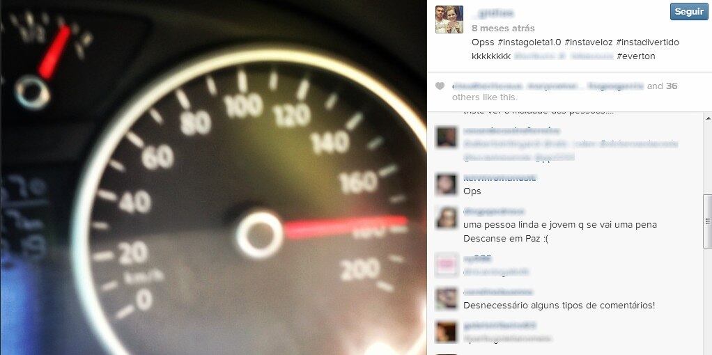 No dia 29 de março, bancária postou imagem de velocímetro de seu carro a 170 km/h