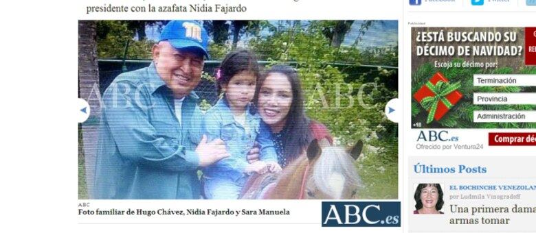 De acordo com o jornal espanhol ABC, a menina se trata de Sara Manuela, de 5 anos, filha de Chávez com Nidia Fajardo Briceño
