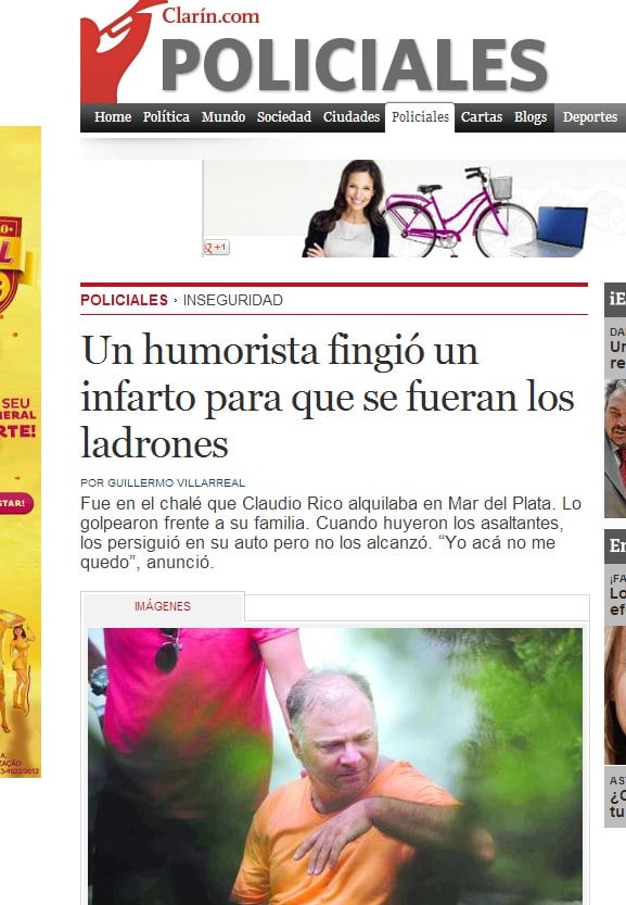 Claudio Rico após o assalto
