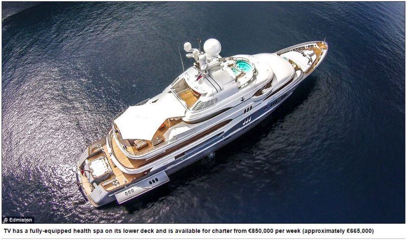 O iate acima recebeu o nome de “TV” e conta com um spa
completo no seu interior. Para aproveitar uma semana no flutuante, é necessário
desembolsar, no mínimo, R$ 2,6 milhões (850 mil euros)