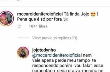 Troca de farpas no Instagram entre as duas