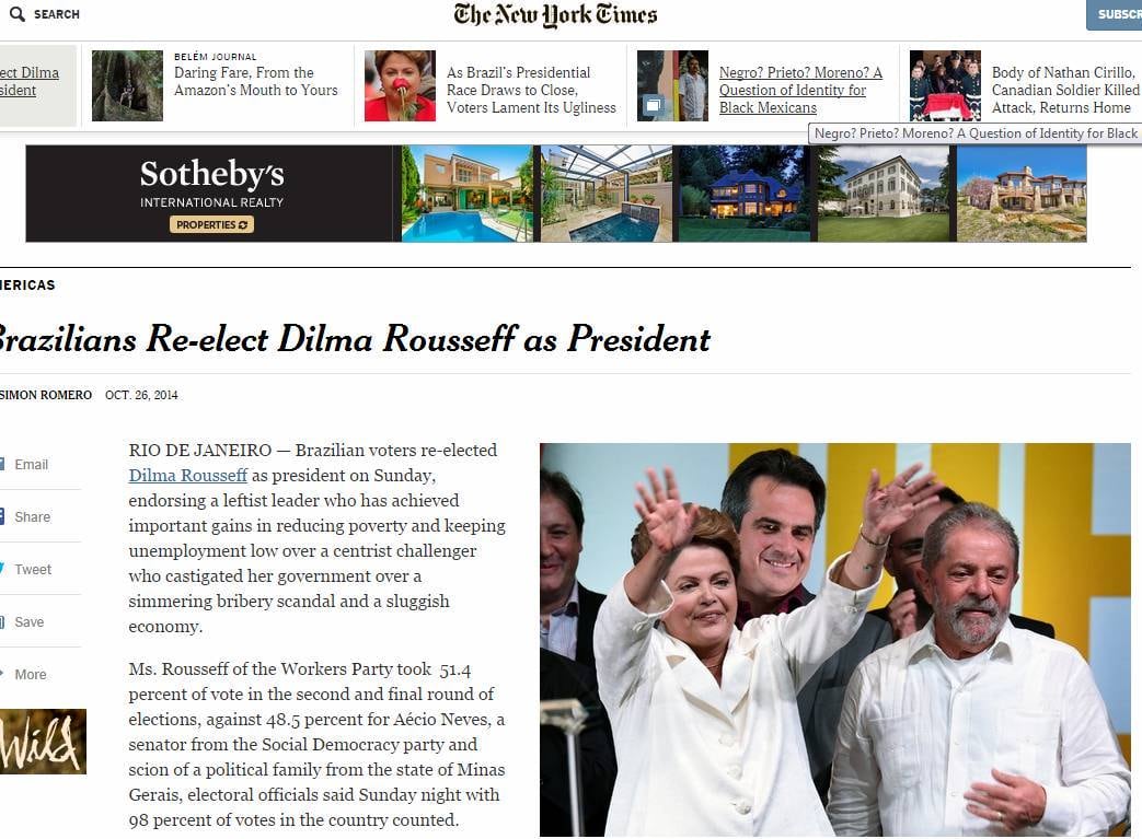 Dilma_eleições 2014_The New York Times