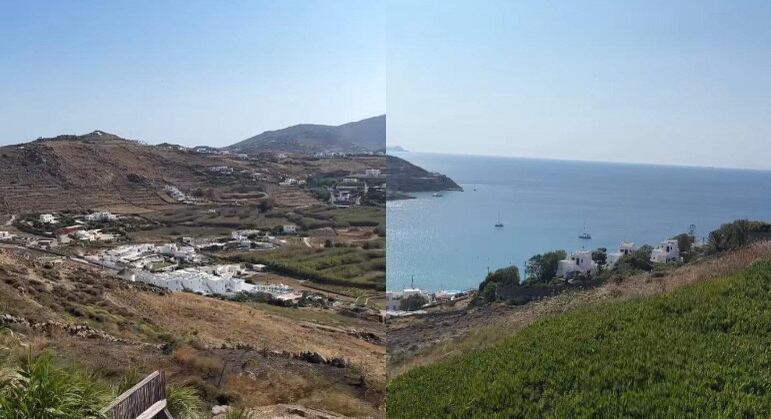 O imóvel luxuoso fica em uma colina, com uma vista espetacular para o mar e para a paisagem da ilha