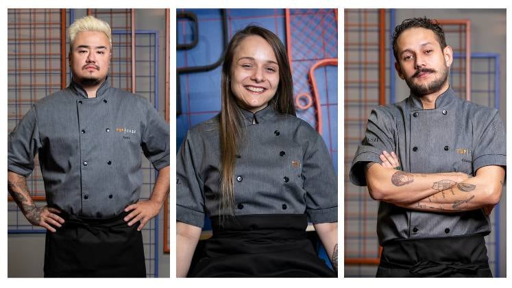 Carlos Eduardo Evangelisti, Gabriela Thalg e Giovanni Renê são os finalistas do 'Top Chef Brasil 3'