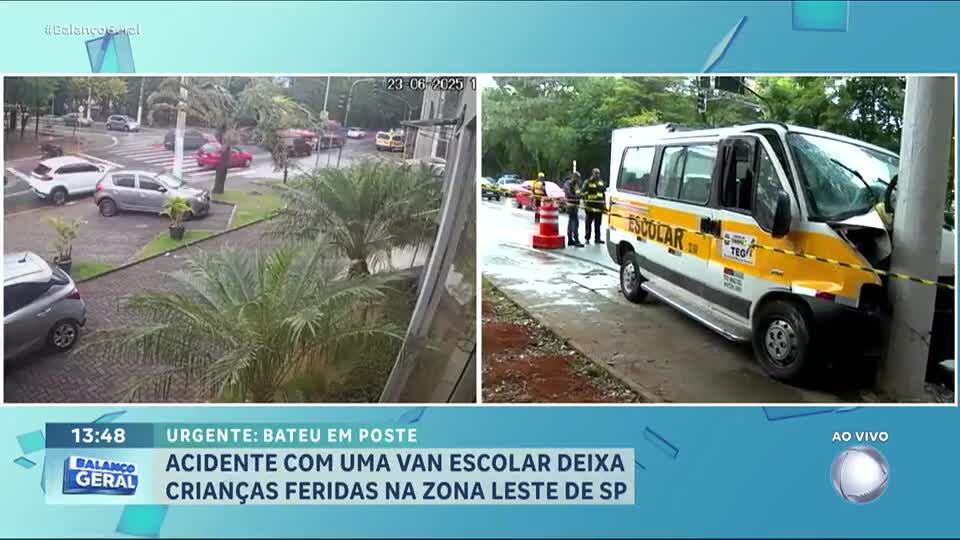 Acidente com van escolar deixa pelo menos oito crianças feridas na zona leste de São Paulo