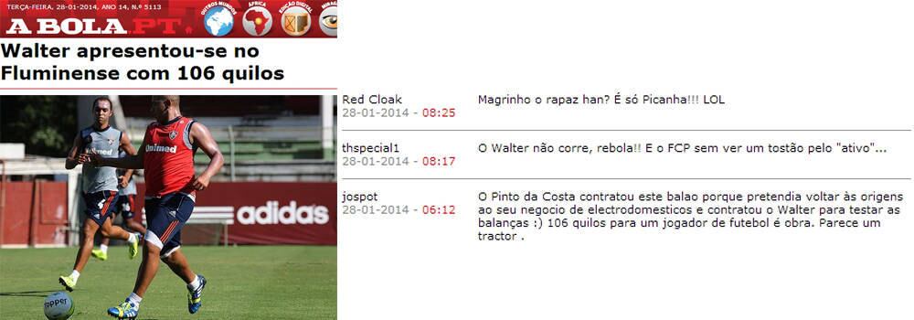 Pesados mesmo foram os comentários dos leitores do A Bola, né?