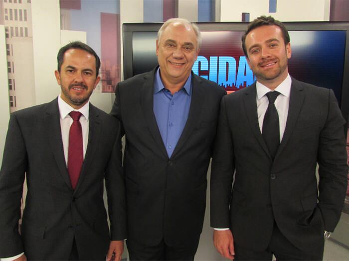 Fábio Bueno e Tiago Rodrigues conheceram o apresentador Marcelo Rezende