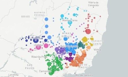 Mapa mostra incidência de casos de covid-19 em Minas