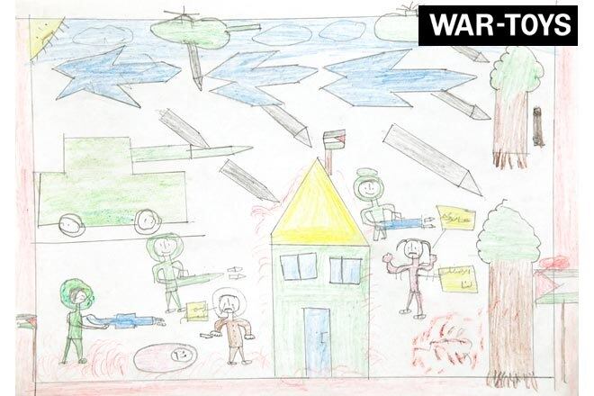 Alguns garotos retrataram combatentes como heróis lutando na Faixa de Gaza
