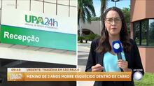 Criança de 3 anos morre após ser esquecida dentro do carro pela tia no interior paulista