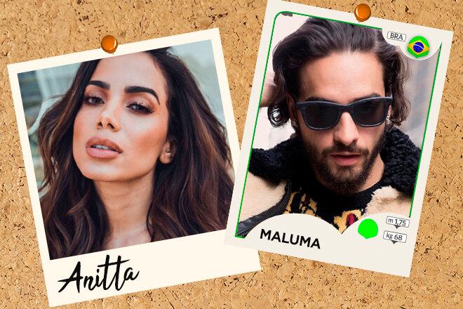 Anitta x Maluma 

Anitta também não ia gostar de receber a figurinha de
Maluma. Em agosto de 2017, os dois pararam de se seguir nas redes sociais e, logo em seguida, Anitta escreveu indiretas que os fãs acreditam ser para o
cantor. Maluma teria se recusado a ajudar a divulgar o primeiro single em
espanhol dela, Paradinha
