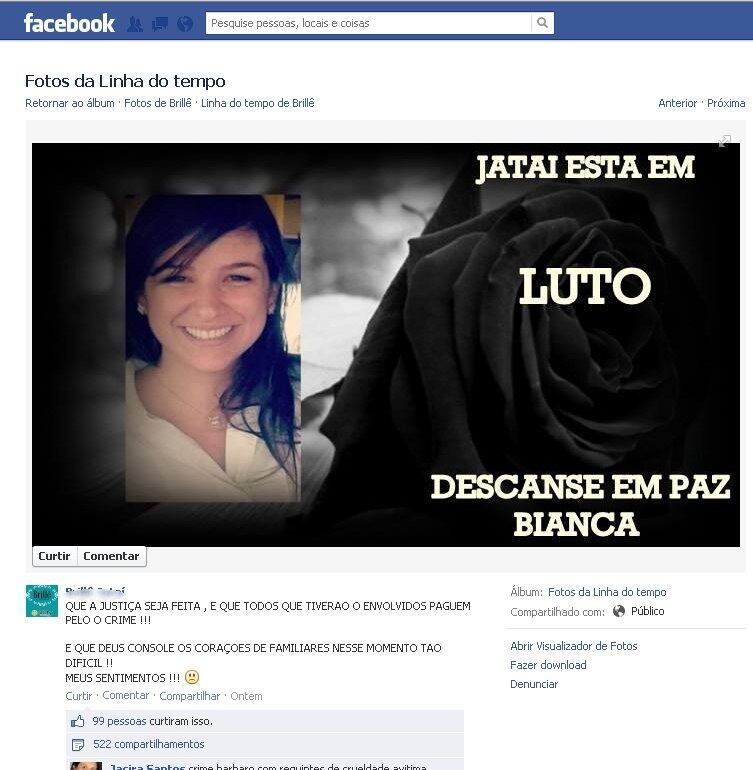 A morte da estudante Bianca Manteli, de 18 anos, assassinada a facadas na segunda-feira (29) em Jataí, sudoeste de Goiás, chocou moradores e estudantes da cidade. Duas adolescentes, de 16 e 17 anos, confessaram o crime no momento em que
foram apreendidas. Internautas postaram por meio de rede sociais mensagens de consolo à família e de revolta. Um tio da vítima, João Alberto Pazinatto, conversou com o R7 e negou o namoro entre Bianca e a suspeita do crime
