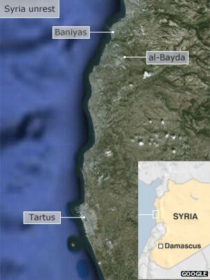 Famílias sírias tentaram fugir para a cidade de Tartus, mas foram impedidas por forças de Assad