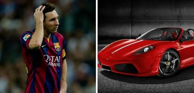 O argentino Messi guarda na garagem uma F430 Spider avaliada em R$ 550 mil, para os programas mais corriqueiros