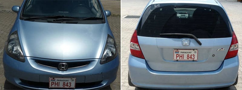 Com placas do Paraguai, o Honda Fit ano 2002 está no lote de
número 228 do leilão. Confira o preço solicitado
pelo veículo na foto seguinte

