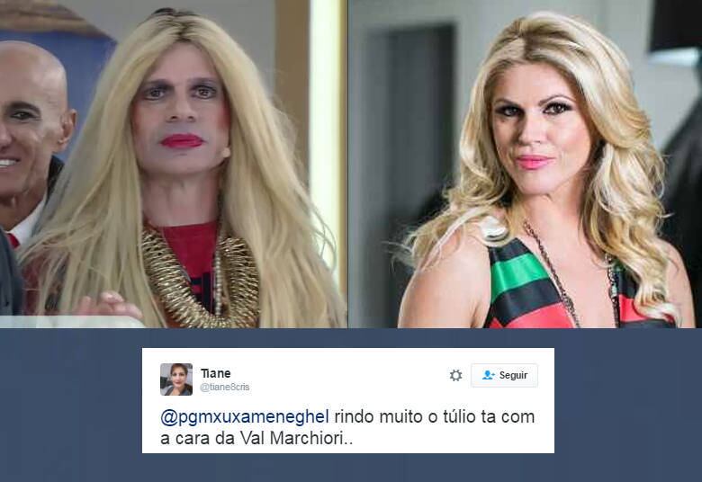 Túlio foi um dos mais zoados pelos internautas nas redes sociais. Com fios longos e loiros, o ex-atacante foi comparado à socialite Val Malchiori  