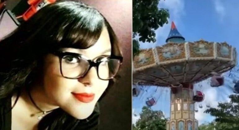 Dávine, ferida em um brinquedo de um parque de diversões de Olinda (PE)