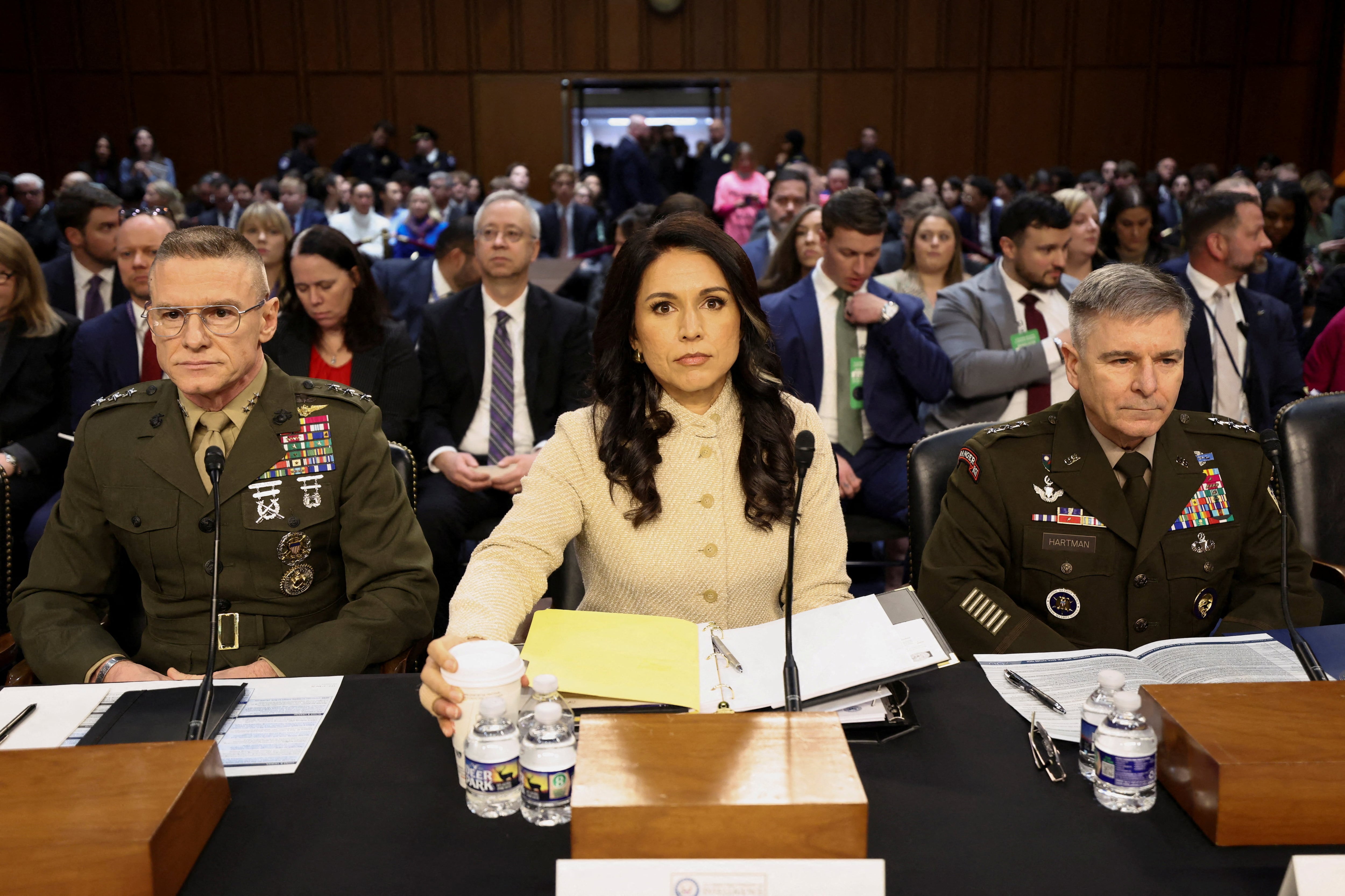 A diretora de Inteligência Nacional (DNI), Tulsi Gabbard, no Senado em Washington
