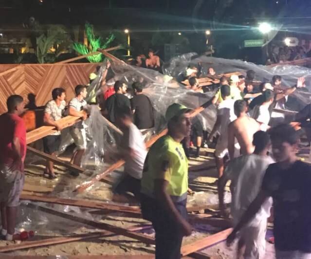 Estrutura cai e fere vítimas em show de Thiaguinho