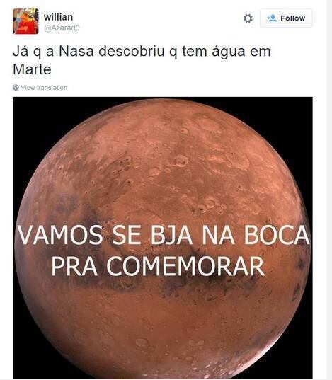 Nem mesmo a descoberta de água líquida em Marte, destaque do ano na astronomia, escapou da zoeira nas redes sociais. Muitos memes foram feitos e compartilhados tirando sarro com a situação