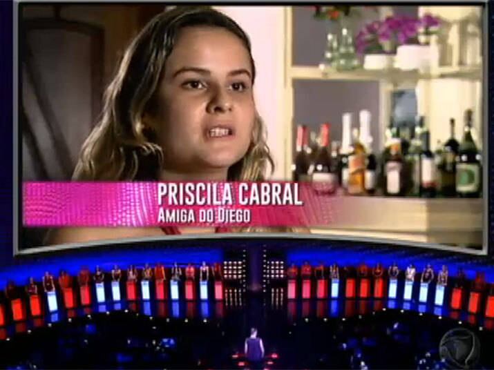 A amiga destacou os pontos fortes de Diego.
— Ele é um cara muito divertido, é muito alegre. Quem estiver com ele vai ter que encarar também
+ Vídeo: Diego faz número com fogo e vê que não é a melhor forma de conquistar mulheres
+ Siga o Me Leva Contigo no Twitter
+ Curta o Me Leva Contigo no Facebook