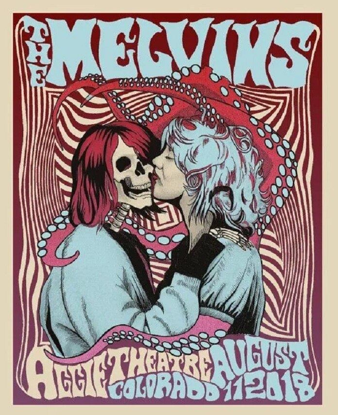 Kurt Cobain (Nirvana) e Courtney Love (Hole) no pôster do Melvins