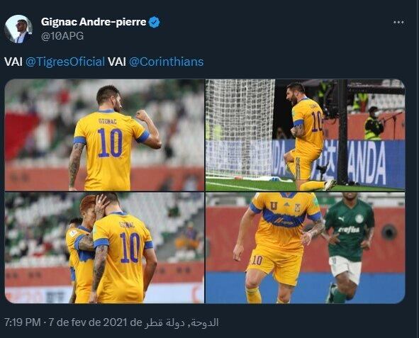 O autor do gol da vitória do clube mexicano foi o centroavante francês Gignac. Após o triunfo, o goleador aproveitou a situação para exaltar o maior rival do Palmeiras e escreveu "Vai Corinthians", em publicação nas redes sociais, levando os torcedores à loucura