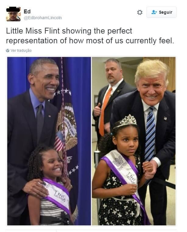 O candidato republicano Donald Trump não teve a recepção de herói que provavelmente esperava durante sua recente visita à cidade de Flint, no Estado de Michigan — região que sofre com uma grave crise de contaminação da água da cidade. Ao tirar uma foto com a "Pequena Miss Flint", os sentimentos negativos da região para com o milionário ficaram explícitos