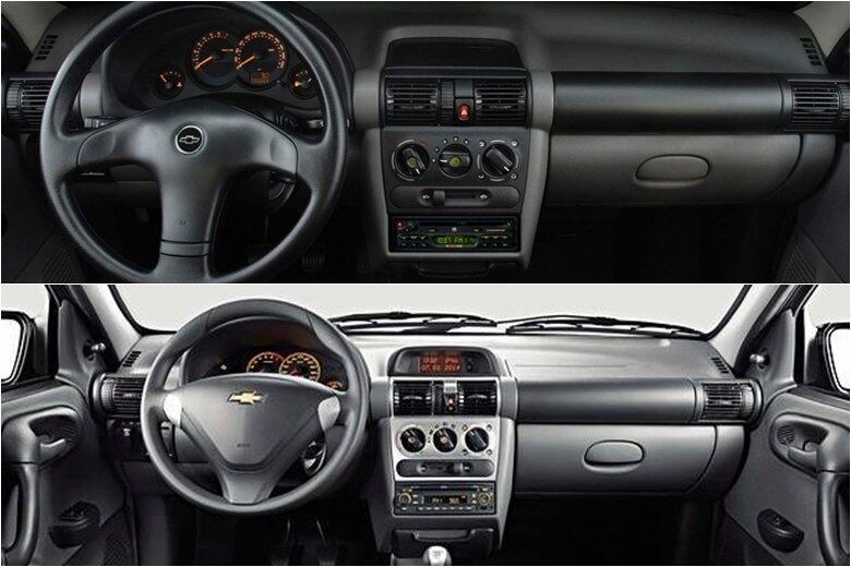 O interior se manteve praticamente inalterado com o passar dos anos, com bastante plástico e pouco moderno. No geral, o que mudou de mais notável foram o formato do volante, do painel e a tonalidade da cabine