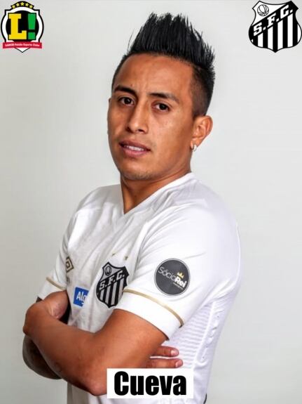 Cueva - 5,5 - Não foi mal por falta de tentativa. Puxou arrancadas, tentou abastecer o ataque do Santos, mas não foi feliz em todas as tarefas. Foi substituído para a entrada de Derlis.
